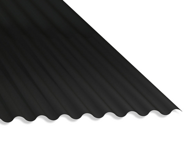 13/3 Corrugated 0.5 Thick PVC Plastisol Coated Roof Sheet Black (00E53) 1000mm Width