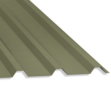 32/1000 Box Profile 0.5 Thick PVC Plastisol Coated Roof Sheet Olive Green (12B27) 1000mm Width With Anticon