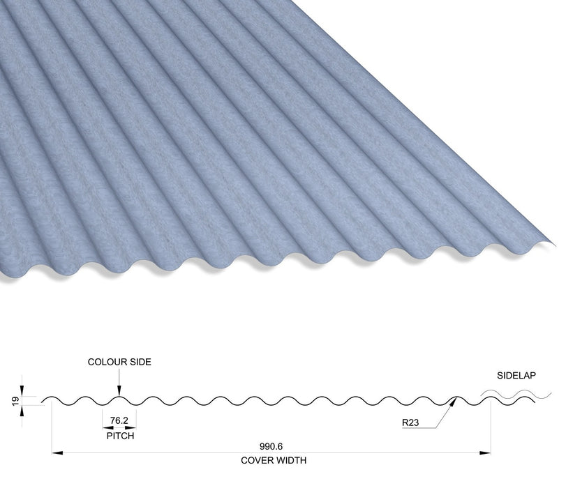 13/3 Corrugated 0.5 Thick Galvanised Roof Sheet 1000mm Width With Anticon