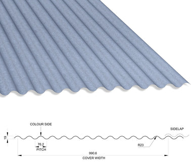 13/3 Corrugated 0.5 Thick Galvanised Roof Sheet 1000mm Width