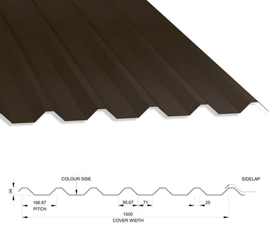 34/1000 Box Profile 0.7 Polyester Paint Coated Roof Sheet Vandyke Brown (08B29) 1000mm Width