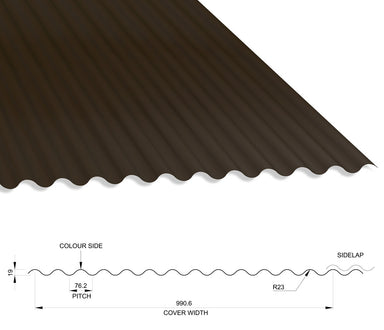 13/3 Corrugated 0.7 Thick Polyester Paint Coated Roof Sheet Vandyke Brown (08B29) 1000mm Width With Anticon