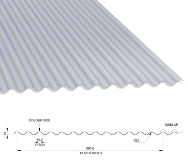 13/3 Corrugated 0.5 Thick Polyester Paint Coated Roof Sheet White (00E55) 1000mm Width With Anticon
